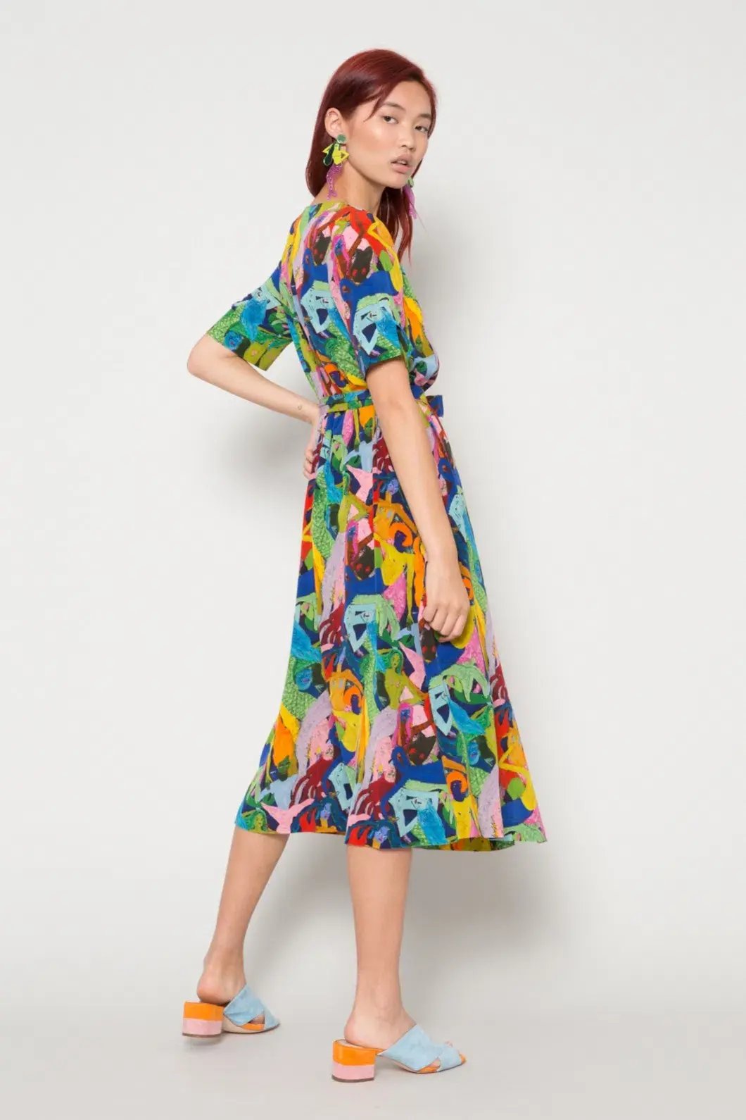 Gorman Dark Mermaid Technology Midi Silk Dress Multi Size 6 photo 2