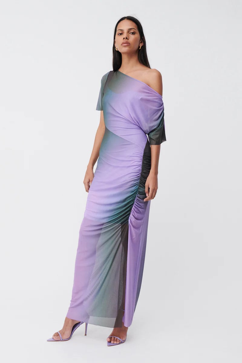SUBOO OLAFUR DRAPED COWL NECK LONGLINE DRESS - PRINT photo 3