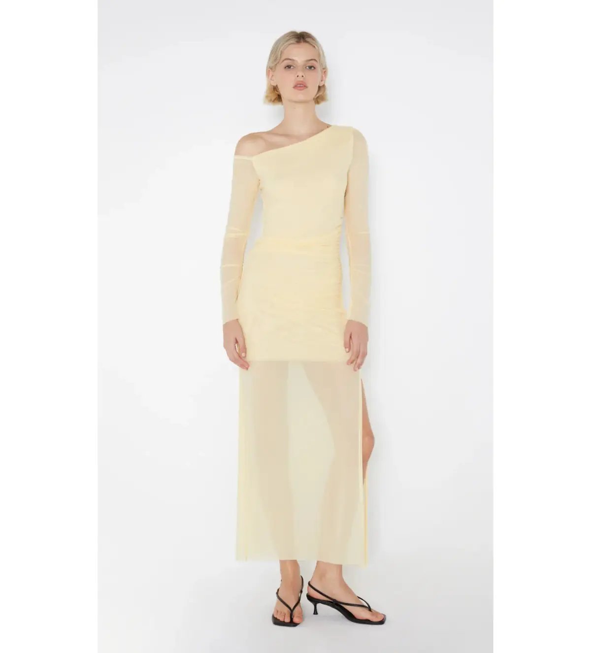 Bec & Bridge Fae Asym Long Sleeve Midi Dress in Butter Yellow Size S / AU 8 photo 2