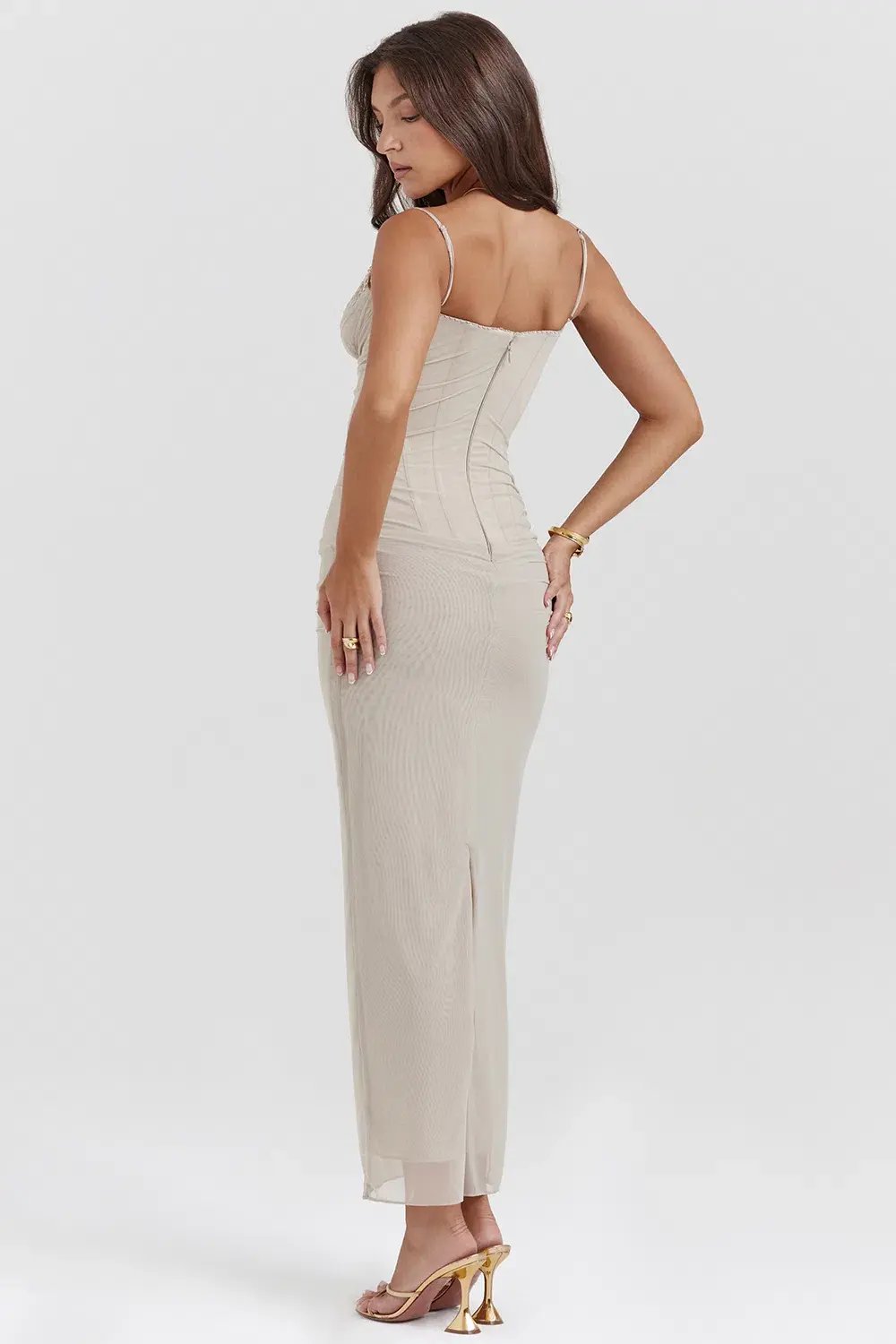 House of CB Nalini Maxi Dress Sand Size 10 photo 3