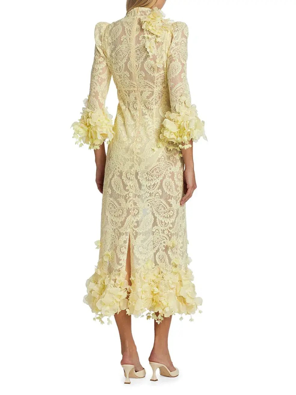 Zimmermann High Tide Lace Midi Dress Lemon Size 1/ AU 10 photo 2