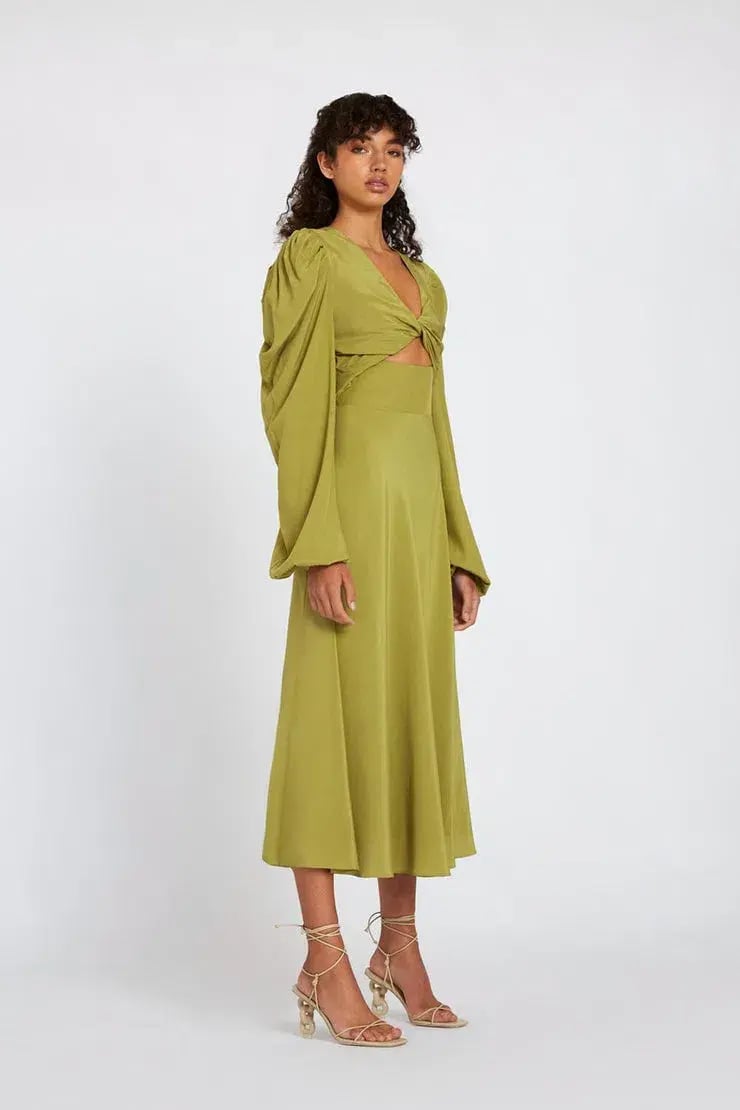 By Johnny Emily Twist Midi Dress Green Size 6 photo 2