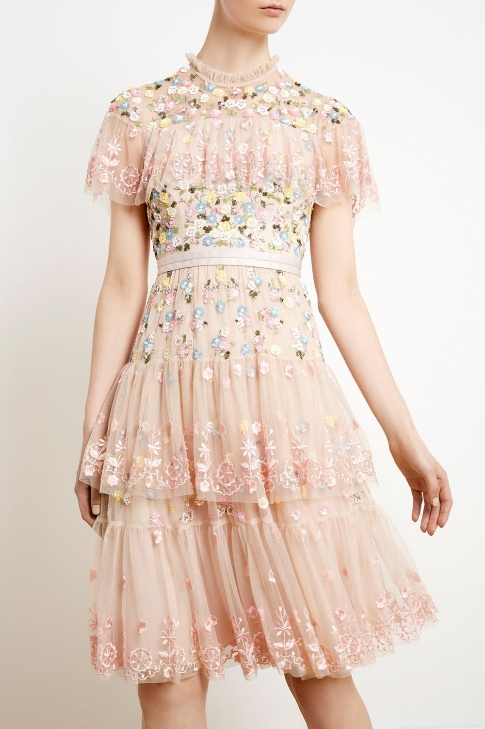 Needle and Thread Pink Tiered Anglais Dress size 8 photo 2