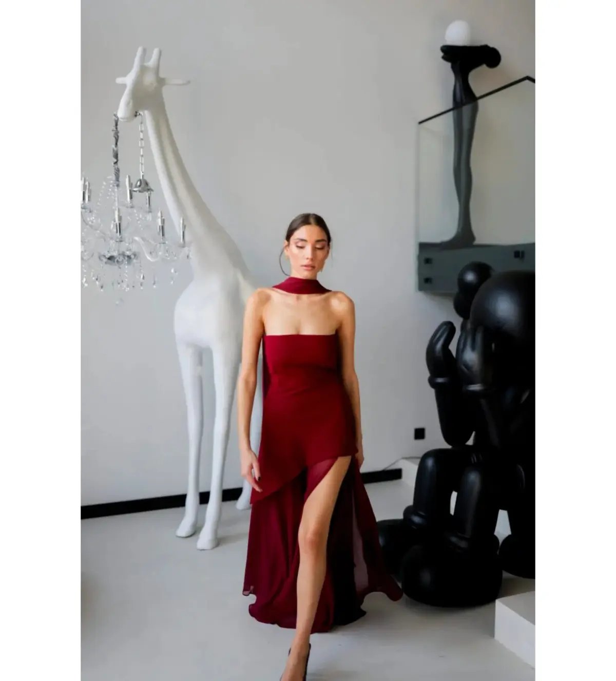 Matters Store Monaco Maxi Dress with Scarf Burgundy Size AU 8 photo 2