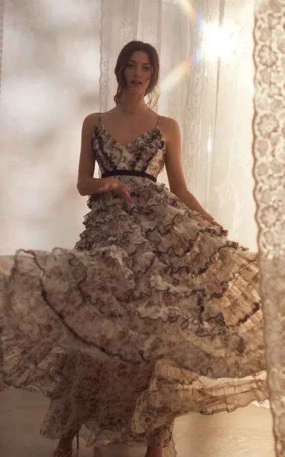 Needle and Thread Garland Marie Ruffled Tulle Gown Floral Size 8 photo 4
