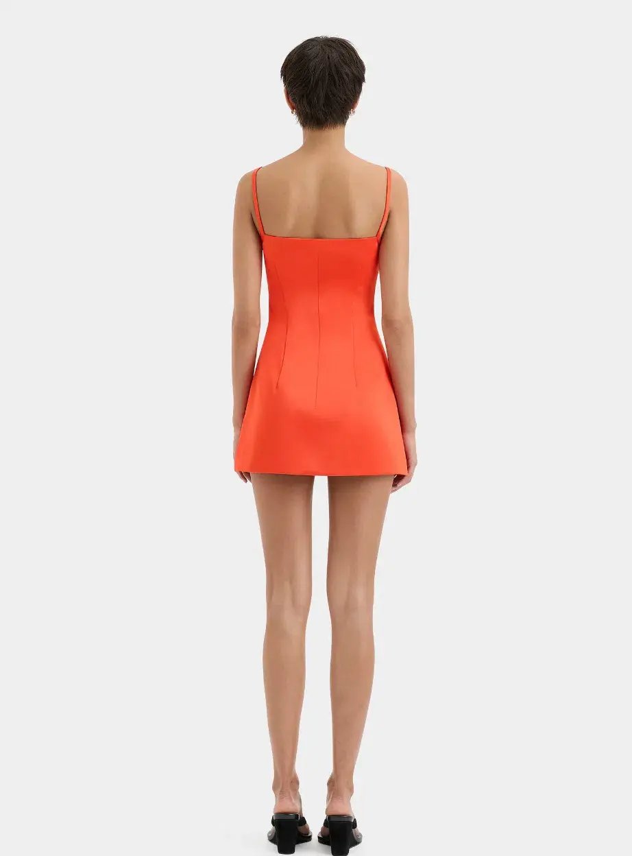 Poppy Contoured Mini Dress in Tangerine photo 5