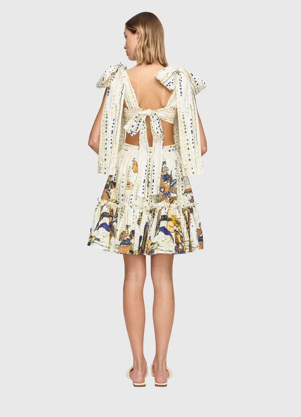 Leo Lin La Vida Bowtie Mini Dress Print Size 10 photo 2