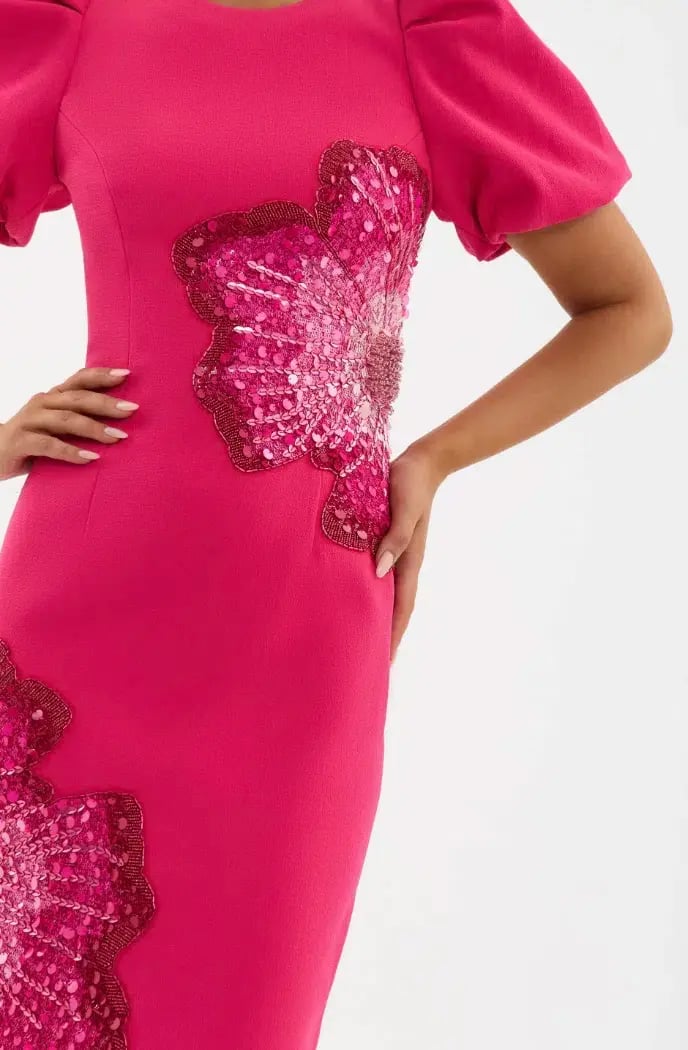 Rebecca Vallance Layana Midi Dress Raspberry Pink Size 14 photo 4