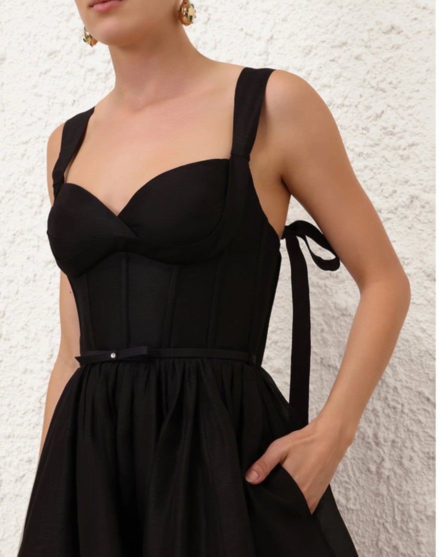 Zimmermann Crush Picnic Midi Dress In Black photo 4