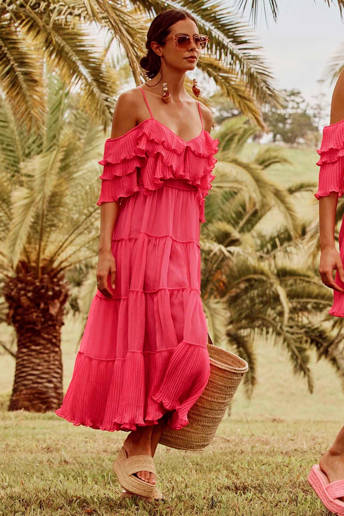 TALULAH COSMOS MIDI DRESS - ROSELLA PINK photo 7