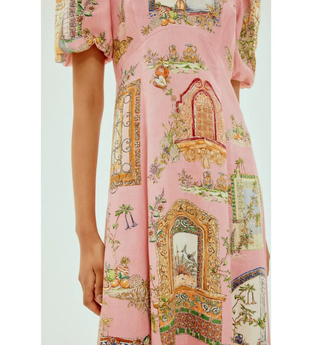 Alemais Monte Midi Dress Pink Print Size AU 16 photo 2