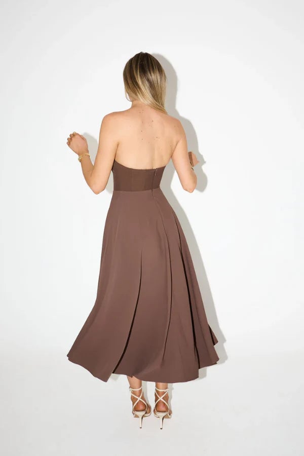 ODD MUSE THE ULTIMATE MUSE STRAPLESS MIDI DRESS - BROWN photo 6