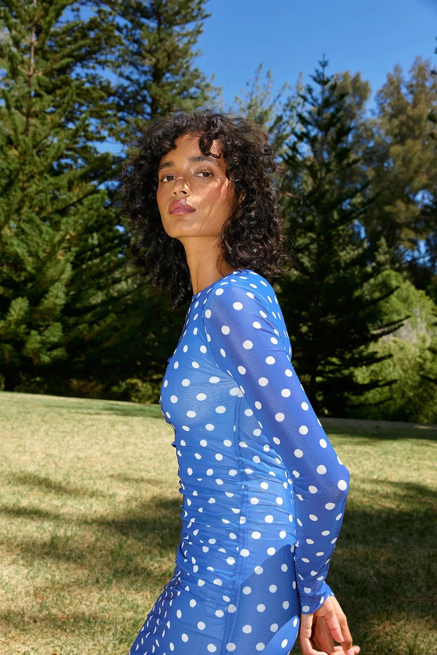 Aston Studio Elizi Mesh Dress - Royal/antique photo 3