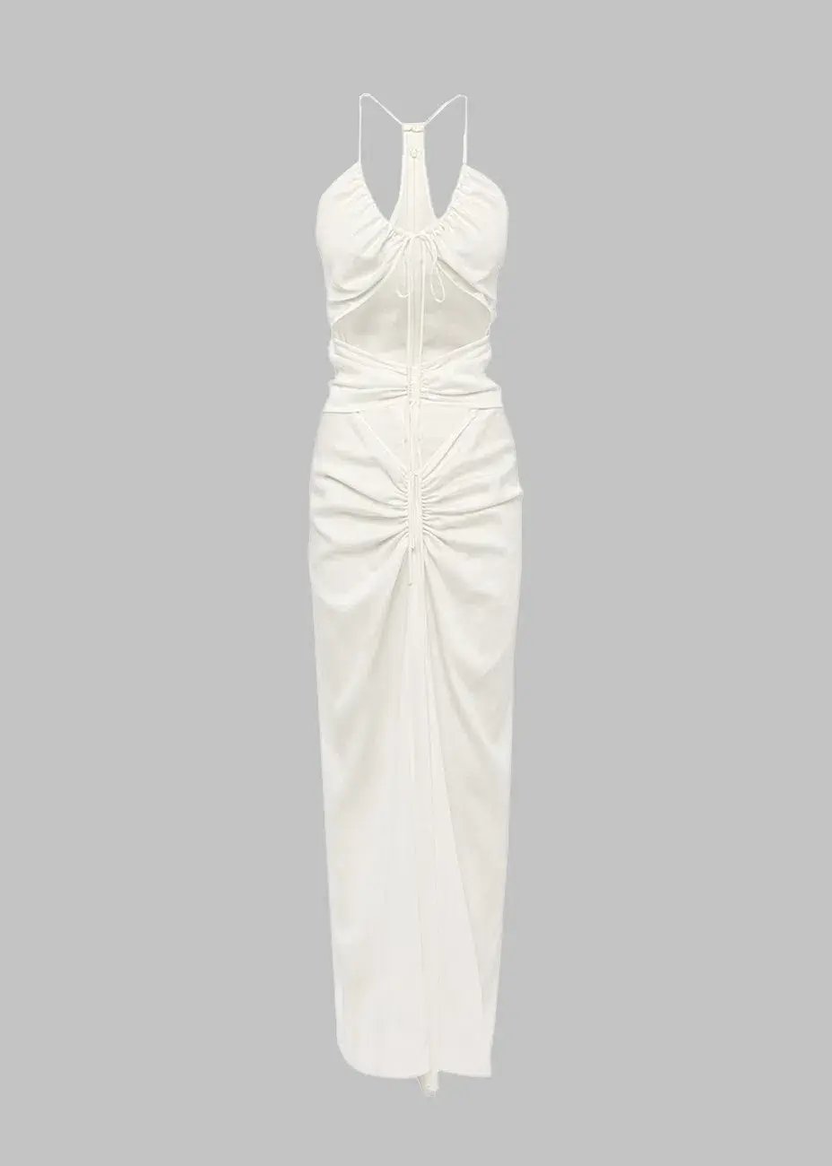 Christopher Esber Multi Panel Disconnect Ruched Halter Dress White Size 10 AU photo 2