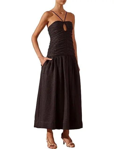 Shona Joy Thea Sleevless Keyhole Midi Dress Black Size 8 photo 3