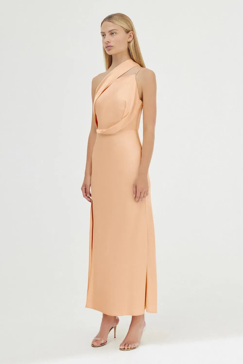 Significant Other Alessia One Shoulder Midi Dress Peach Sherbet Size 8 photo 2