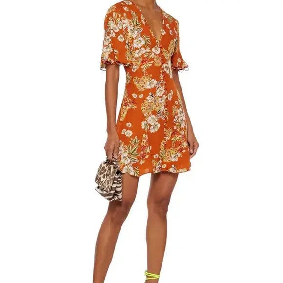 Nicholas Godet Mini Dress Orange Floral Size 12 photo 3