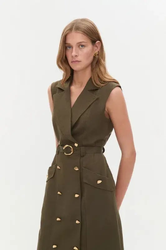 Aje  Blake Utility Midi Dress Khaki Size AU 14 photo 4