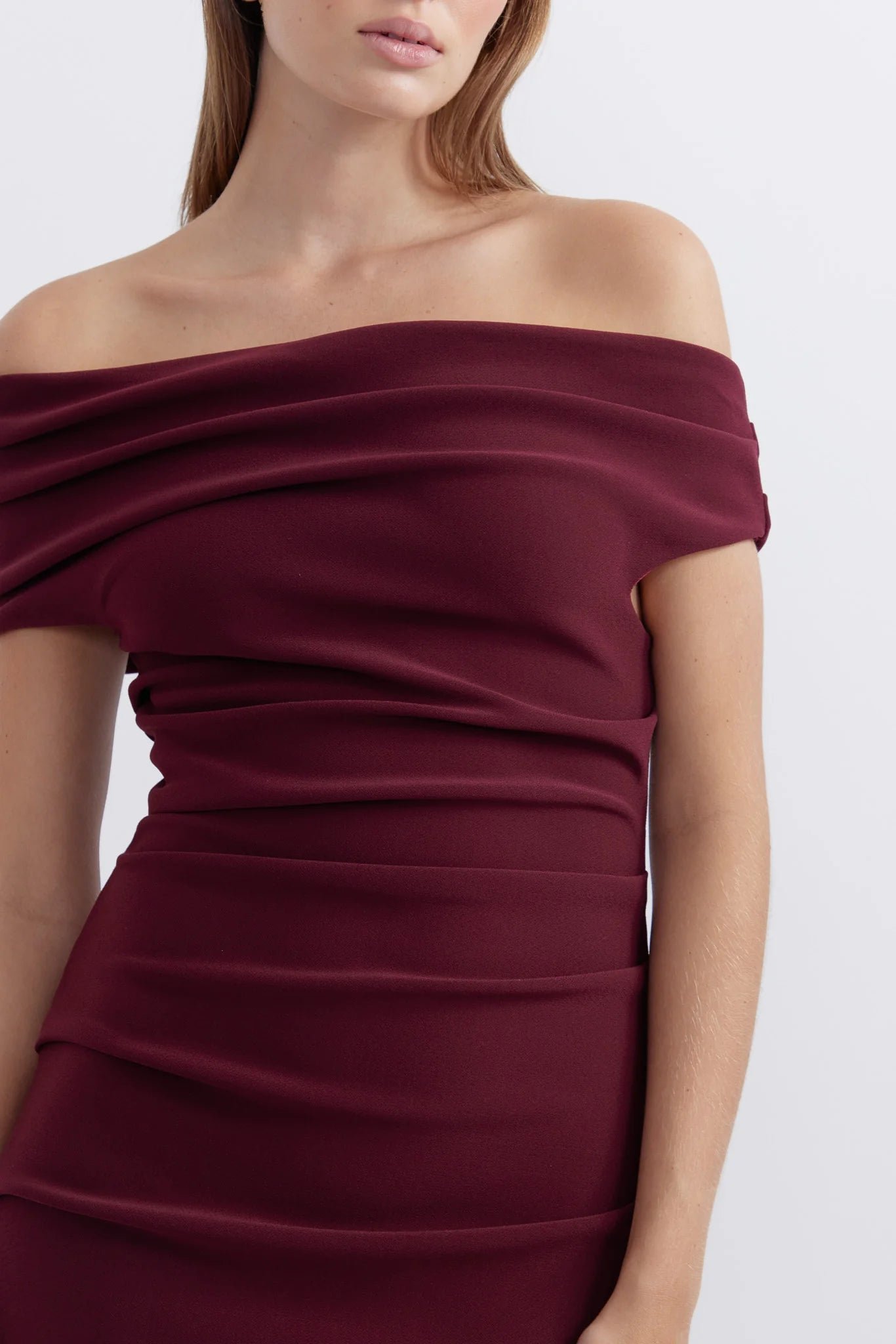 PASDUCHAS EVIE SHOULDER MIDI DRESS - WINE photo 7