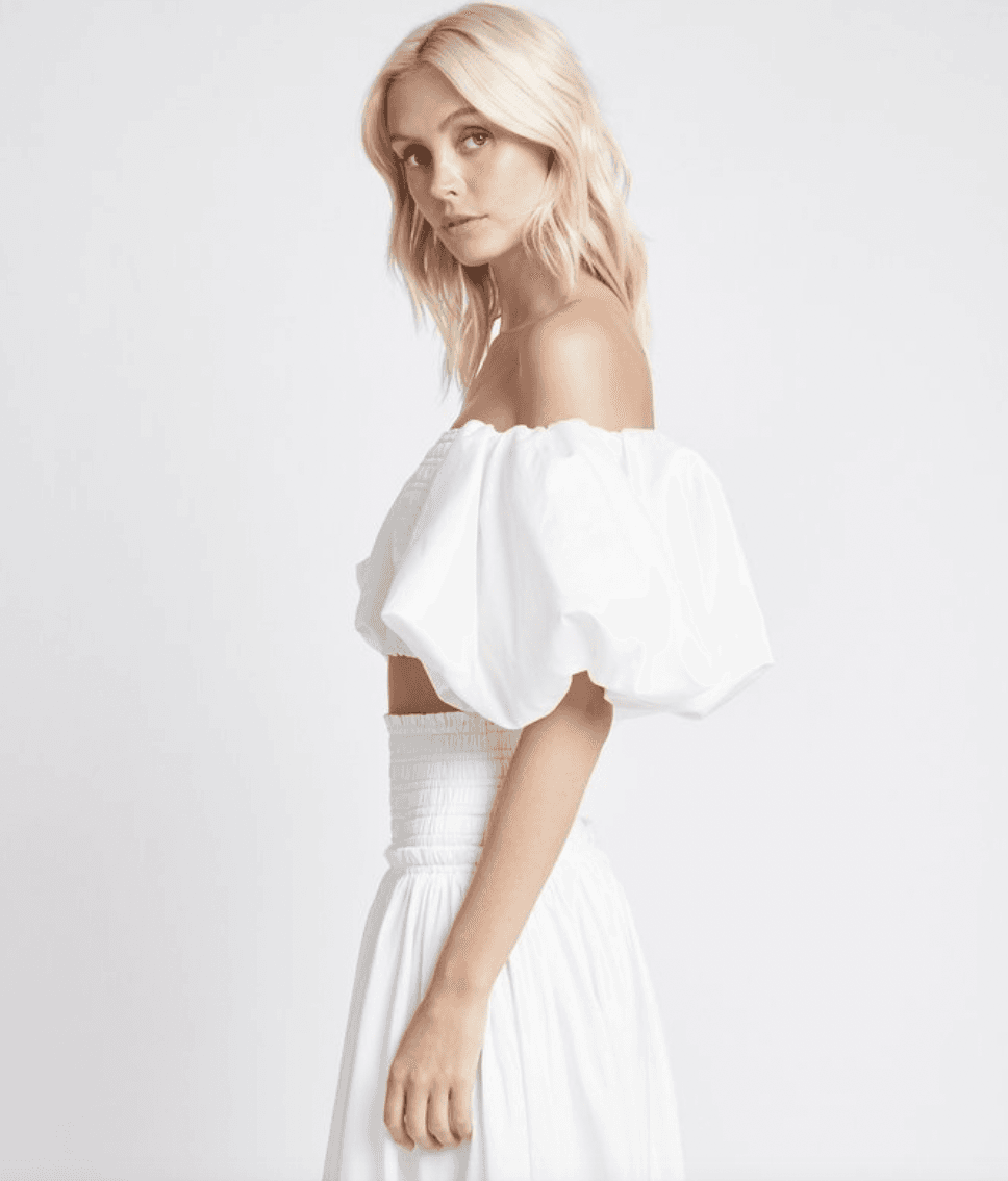 Aje White Cascade Cropped Top (White) Size 8 photo 2