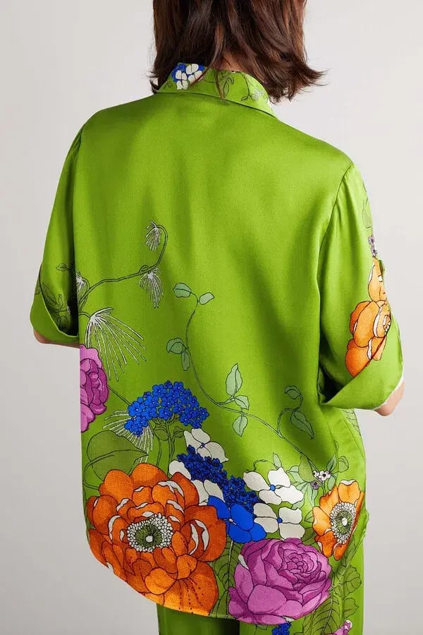 Alemais Olivia Shirt and Pant Set Green Floral Size 12 photo 3
