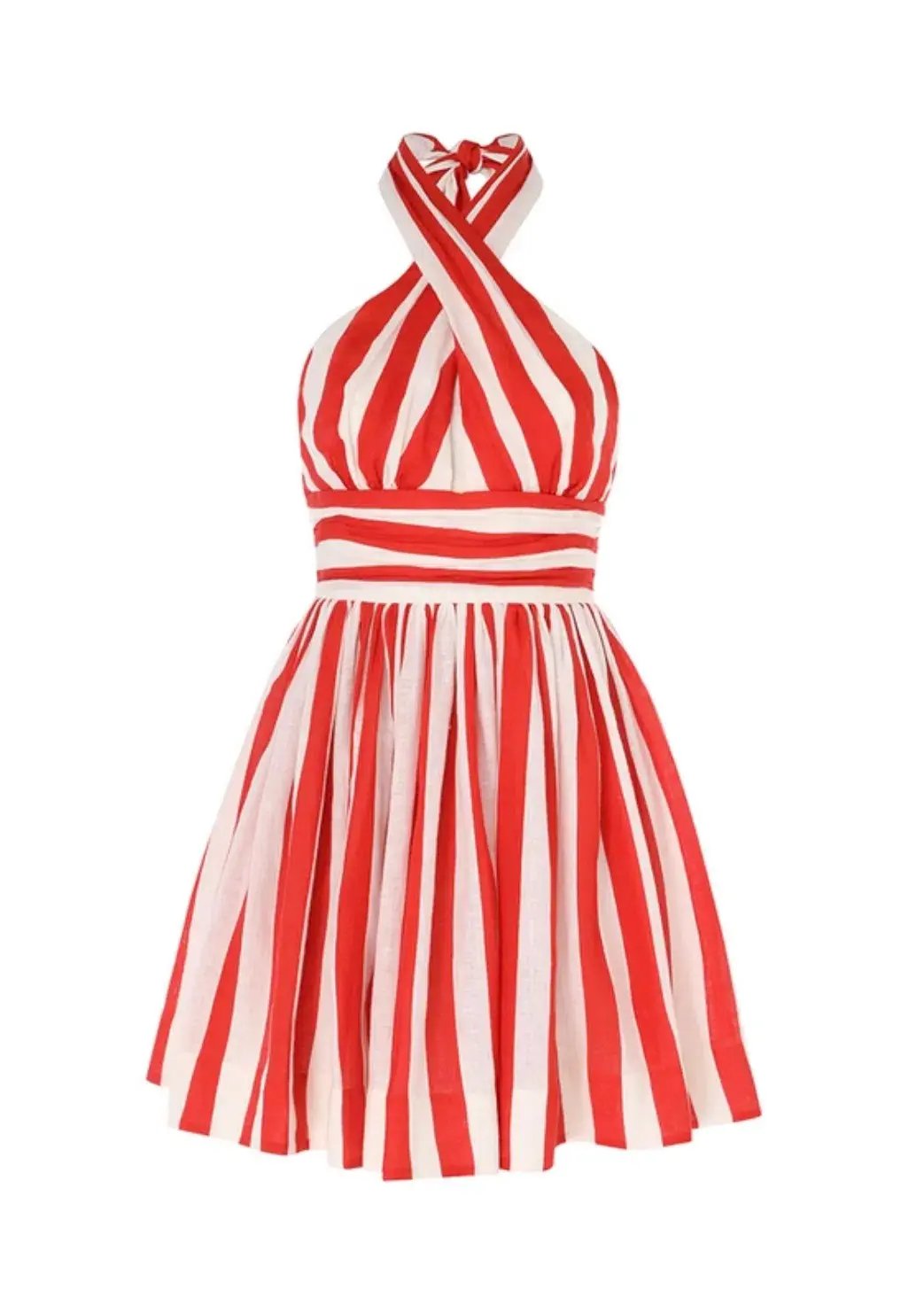 Zimmermann The Alight Halter Mini Dress in Red/Cream Stripe Size 0P / AU 6 photo 4