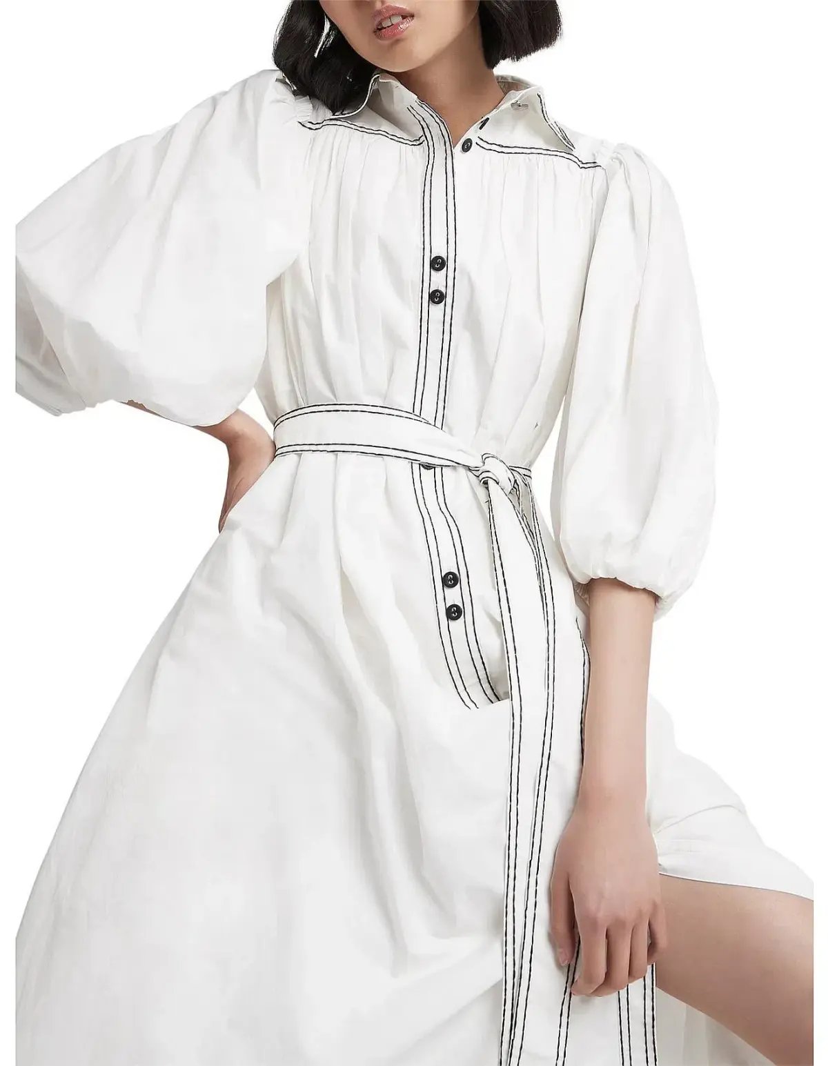 AJE Epiphany Midi Shirt Dress White Size AU 8 photo 4