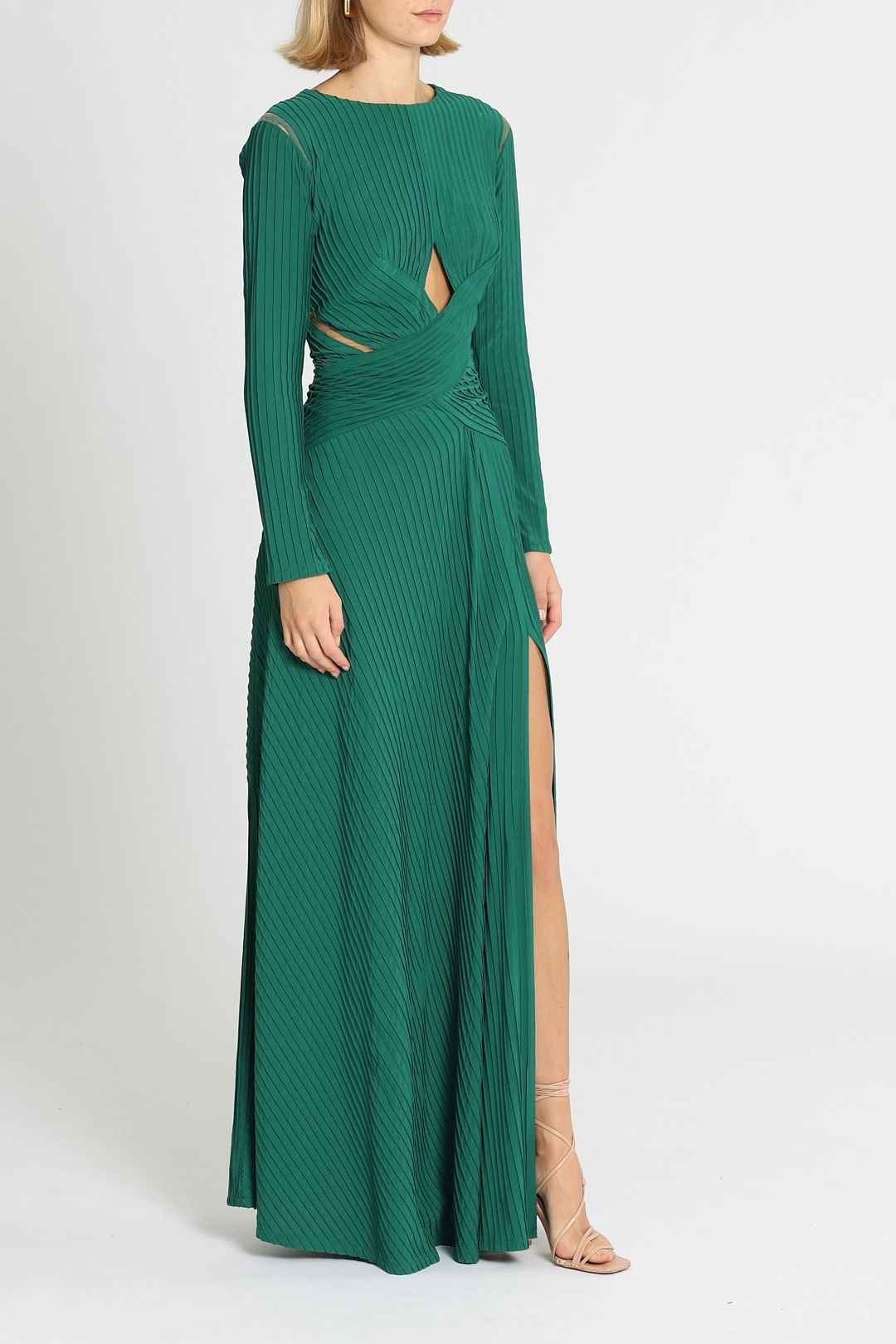 Bollani Pintuck Cutout Gown - Forest photo 2