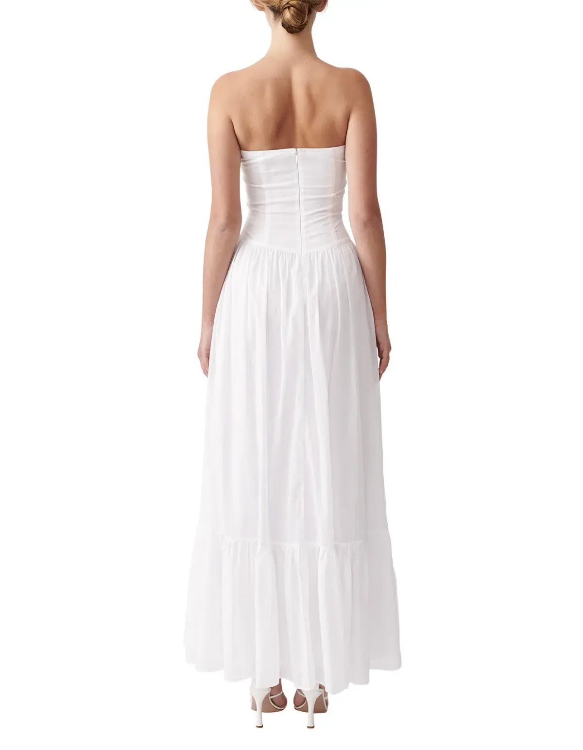 Joslin Anastacia Off Shoulder Strapless Cotton Maxi Dress White Size 8 photo 6
