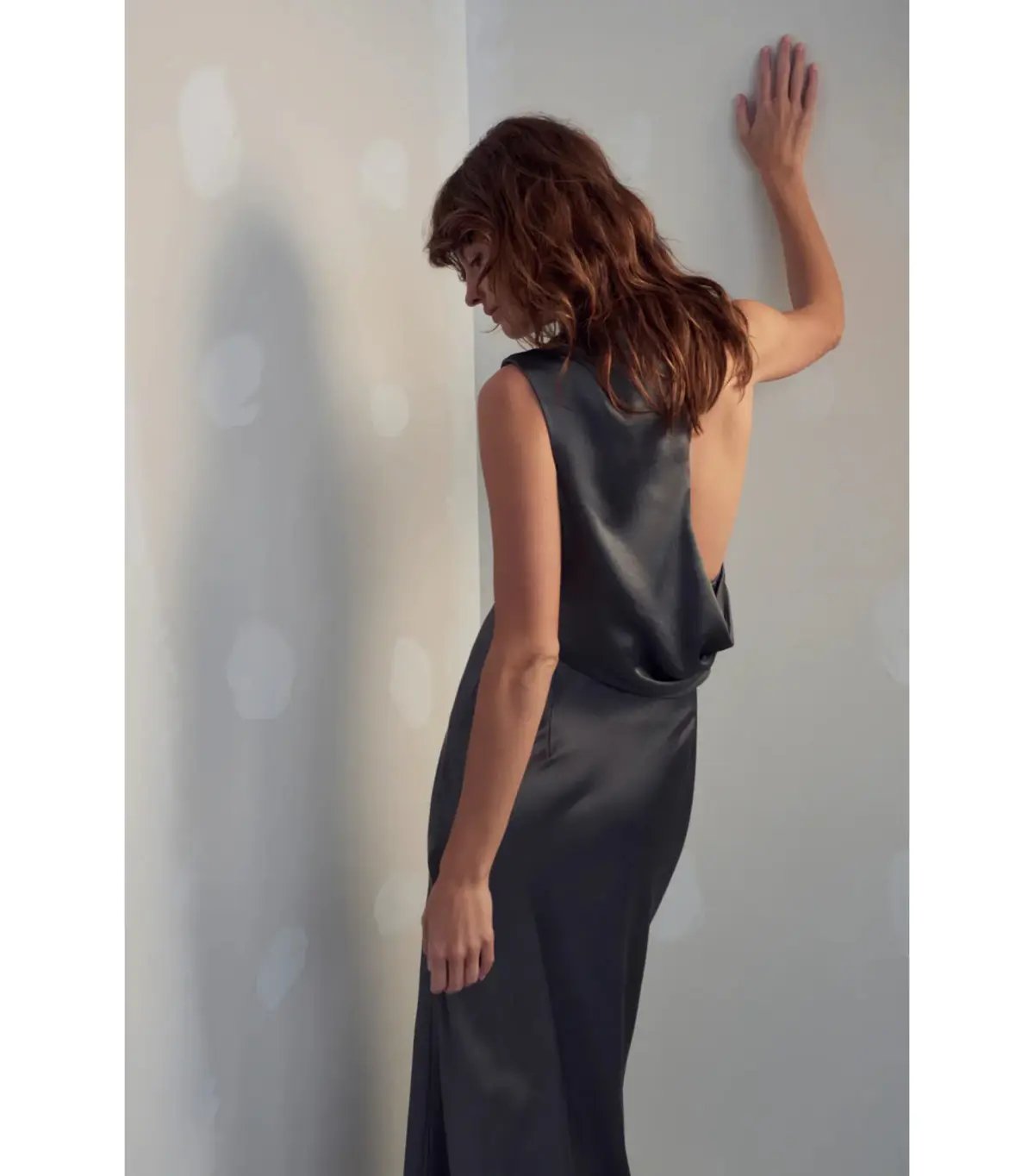 Misha Santana Gloss Satin Maxi Dress in Pewter Size 8/S photo 5