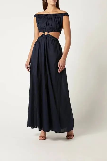 Scanlan Theodore Cotton Voille Ring Maxi Dress Black Size M /Au 10 photo 5