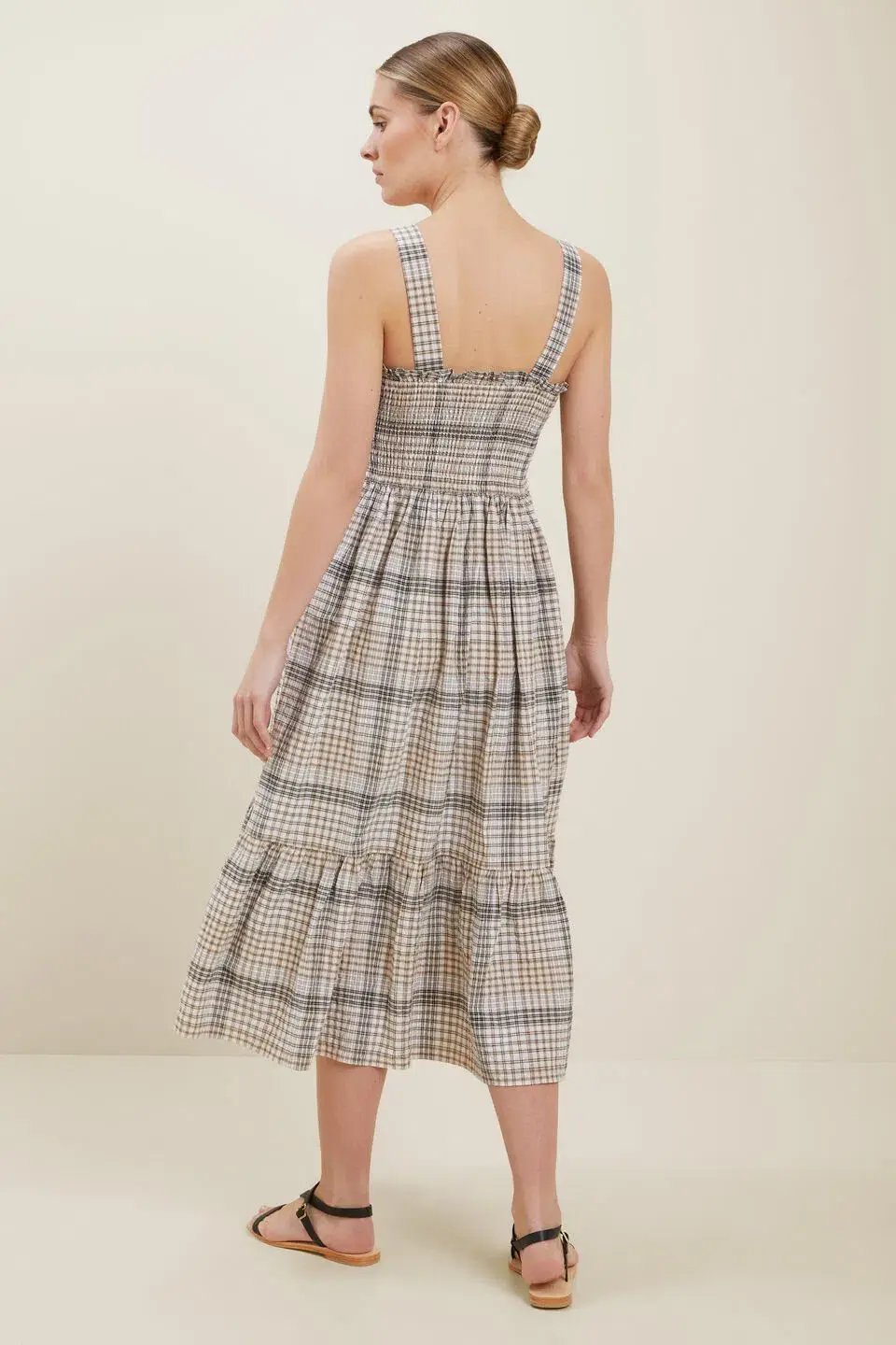 Seed Heritage Textured Check Midi Dress Print Size 10 photo 3