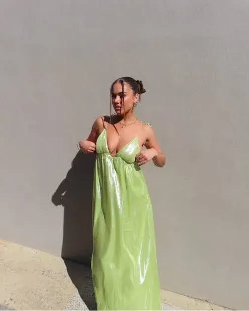 Manning Cartell Neon Heart Maxi Dress Lime Green Size 10 photo 4