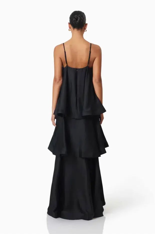 Tilly Tiered Maxi Dress in Black in XXL photo 4