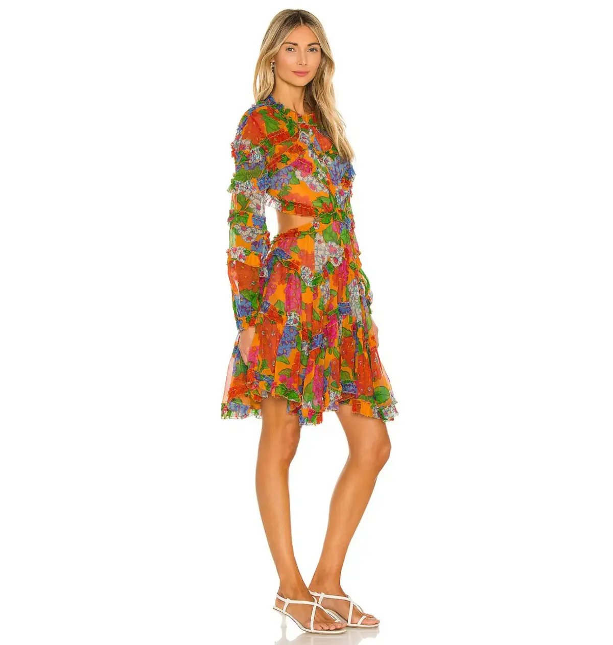 Zimmermann Riders Frill Mini Dress Mango Floral Size 2 / AU 12 photo 2