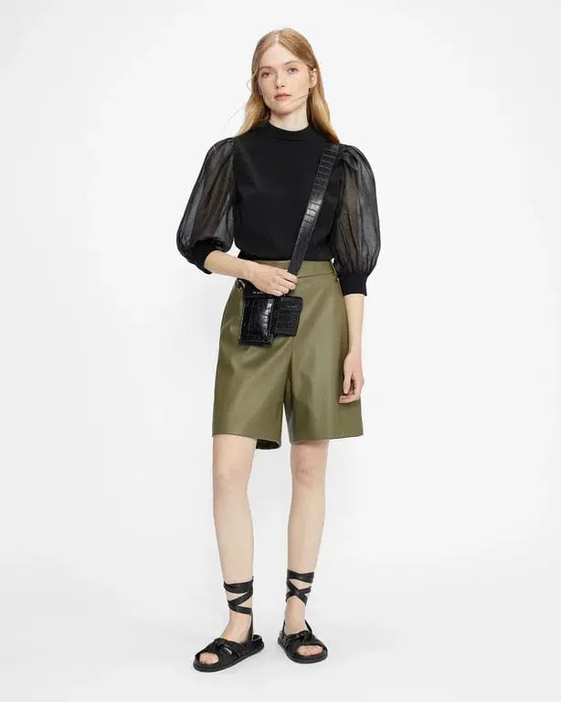 Ted Baker Micaeli Organza Volume Sleeve Top in Black Size 1 / AU 8 photo 2