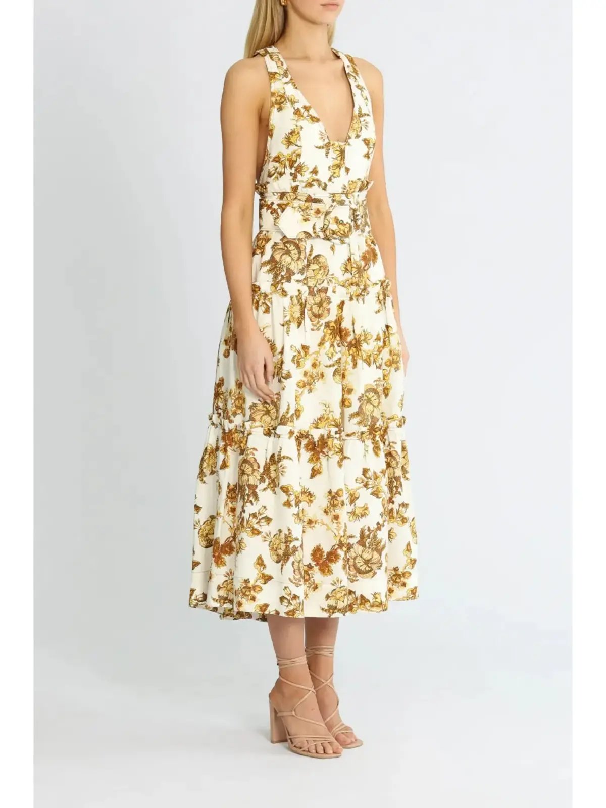 Shona Joy Bella Tiered Midi Dress Print Size AU 12 photo 2