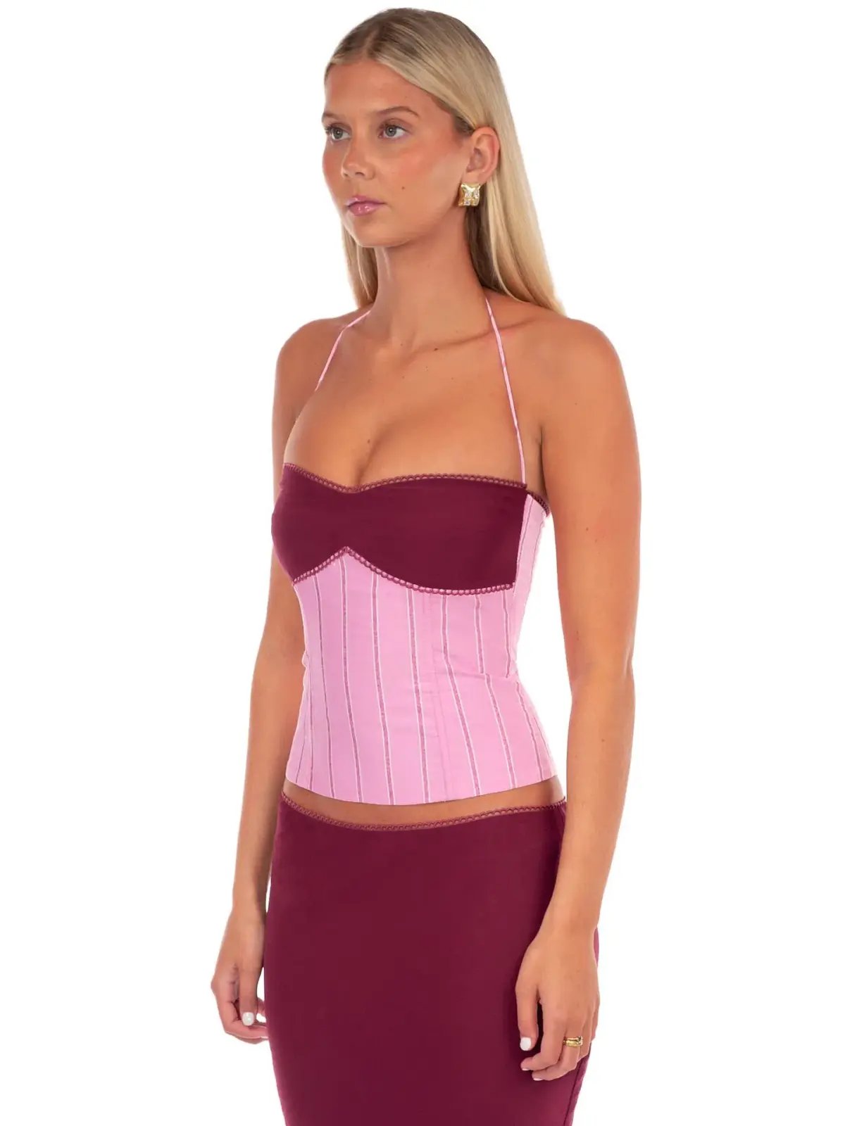 I am Delilah Angelina Corset & Maxi Skirt Set in Sangria/Pink Size S / AU 8 photo 2