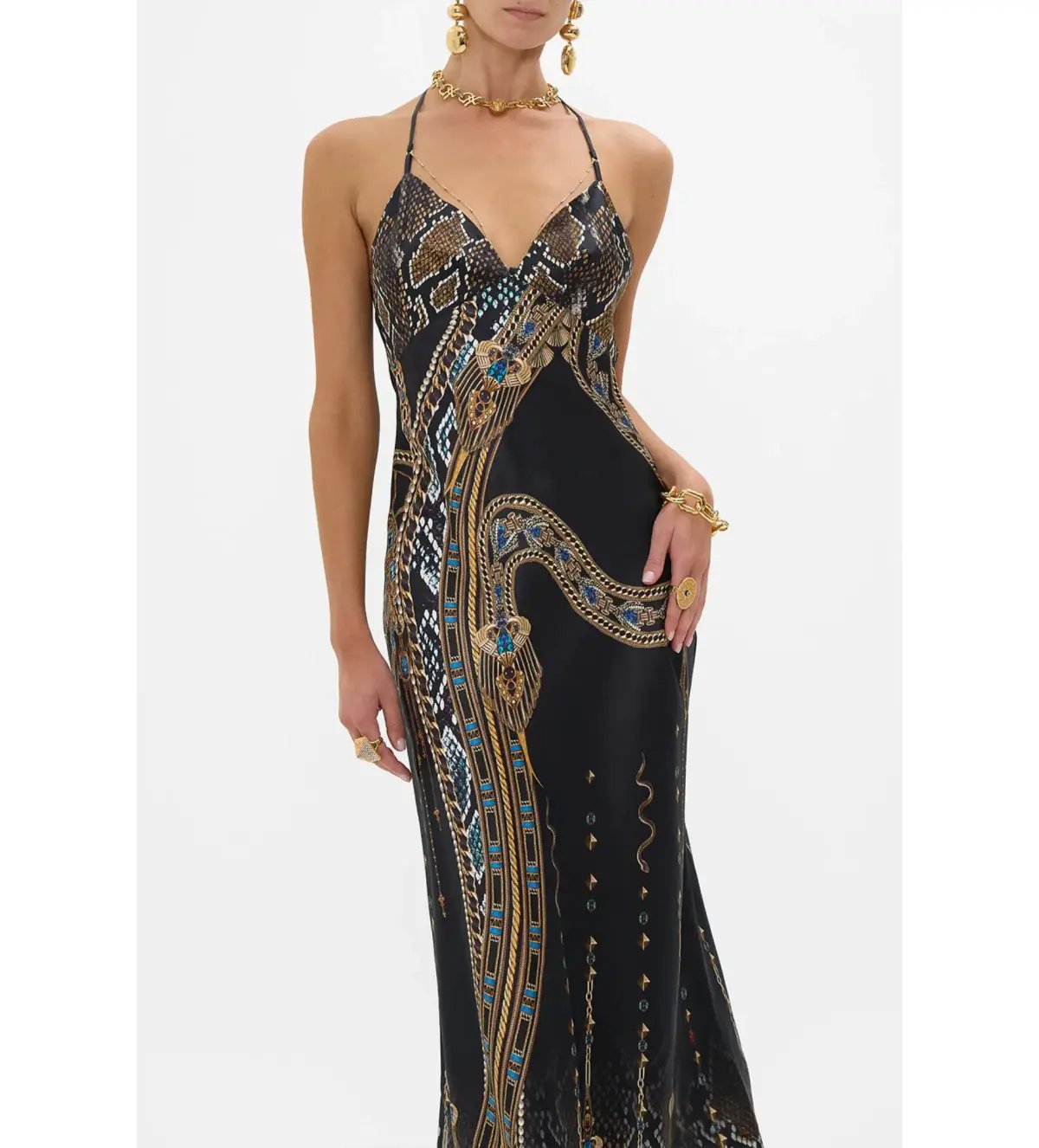Camilla Chain Detail Slip Dress in Call Me Cleopatra Size photo 3