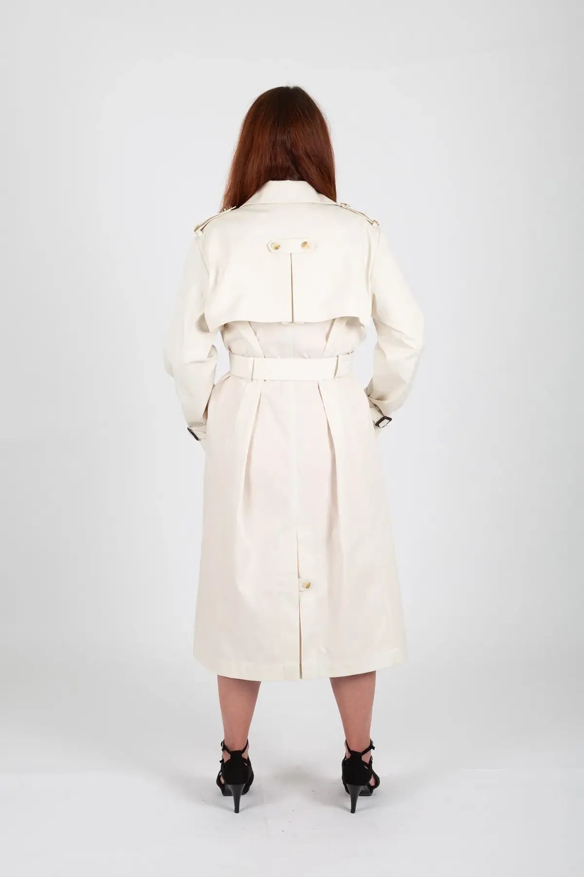 Hugo Boss Double-Breasted Trench Coat with Belted Closure White Size 10 photo 3