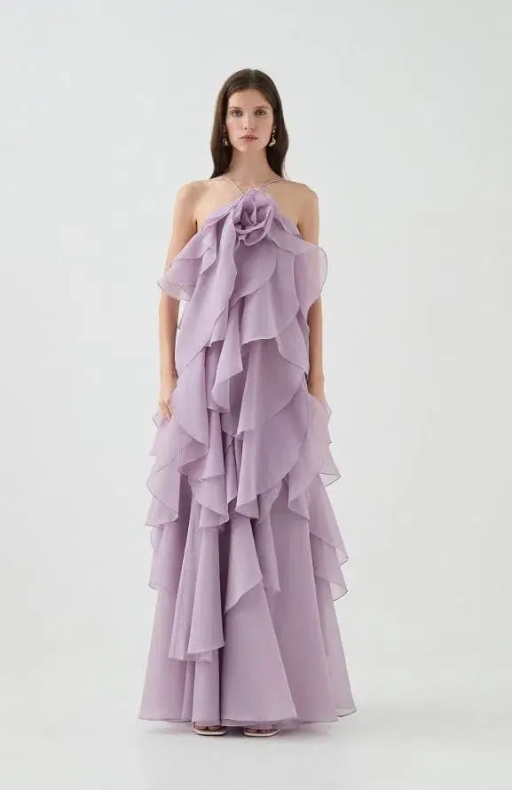 Aje Pandorea Layered Maxi Dress in Lilac Size 10 photo 3
