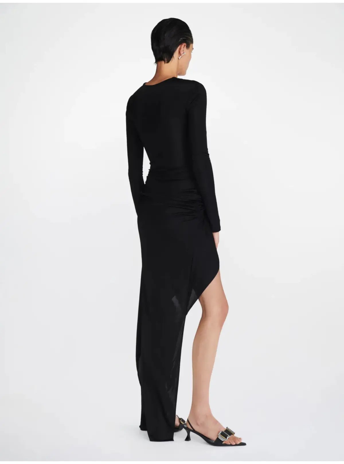 Dion Lee Gathered Bolt Long Sleeve Dress Black Size AU 8 photo 5