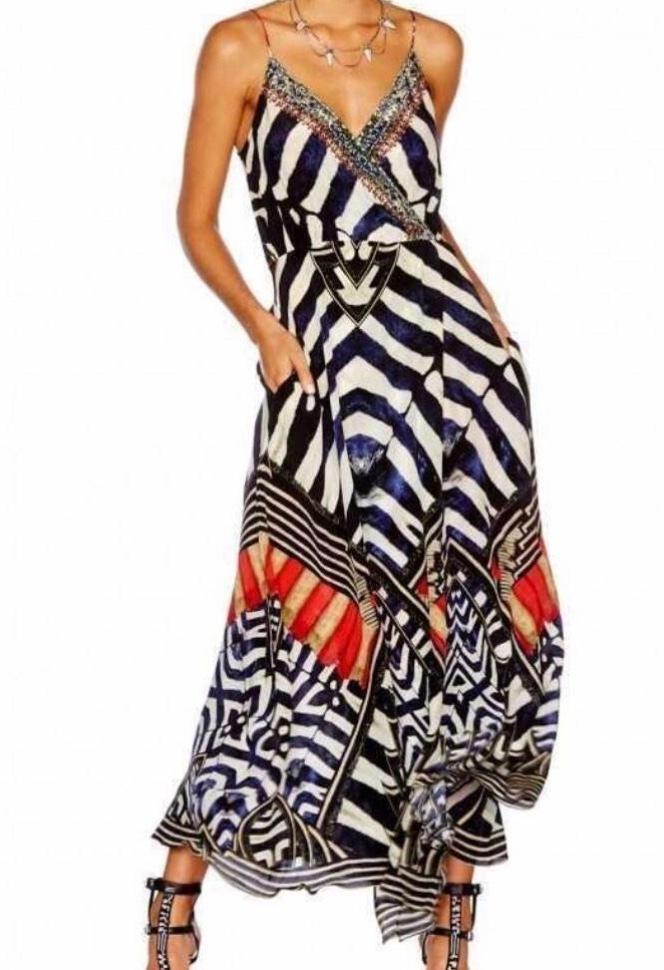 Camilla Louwalan Tales Strappy Wrap Dress Print Size 12 photo 5
