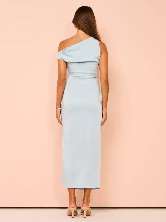 Bec & Bridge Rochelle Asym Midi Dress in Dolphin Blue Size AU 8 photo 4