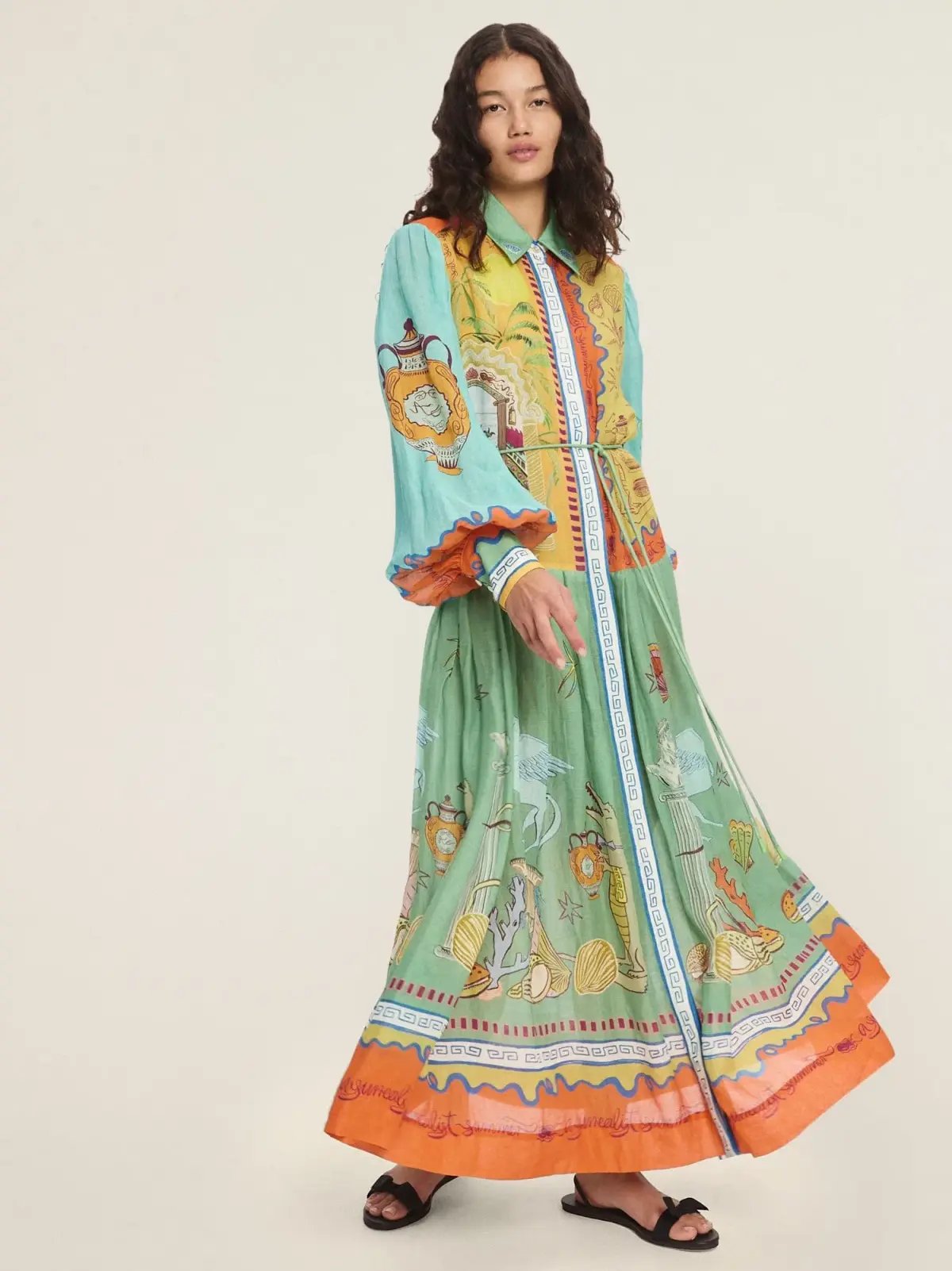 Alemais Surrealist Summer Ramie Shirtdress Multi Size 10 photo 5