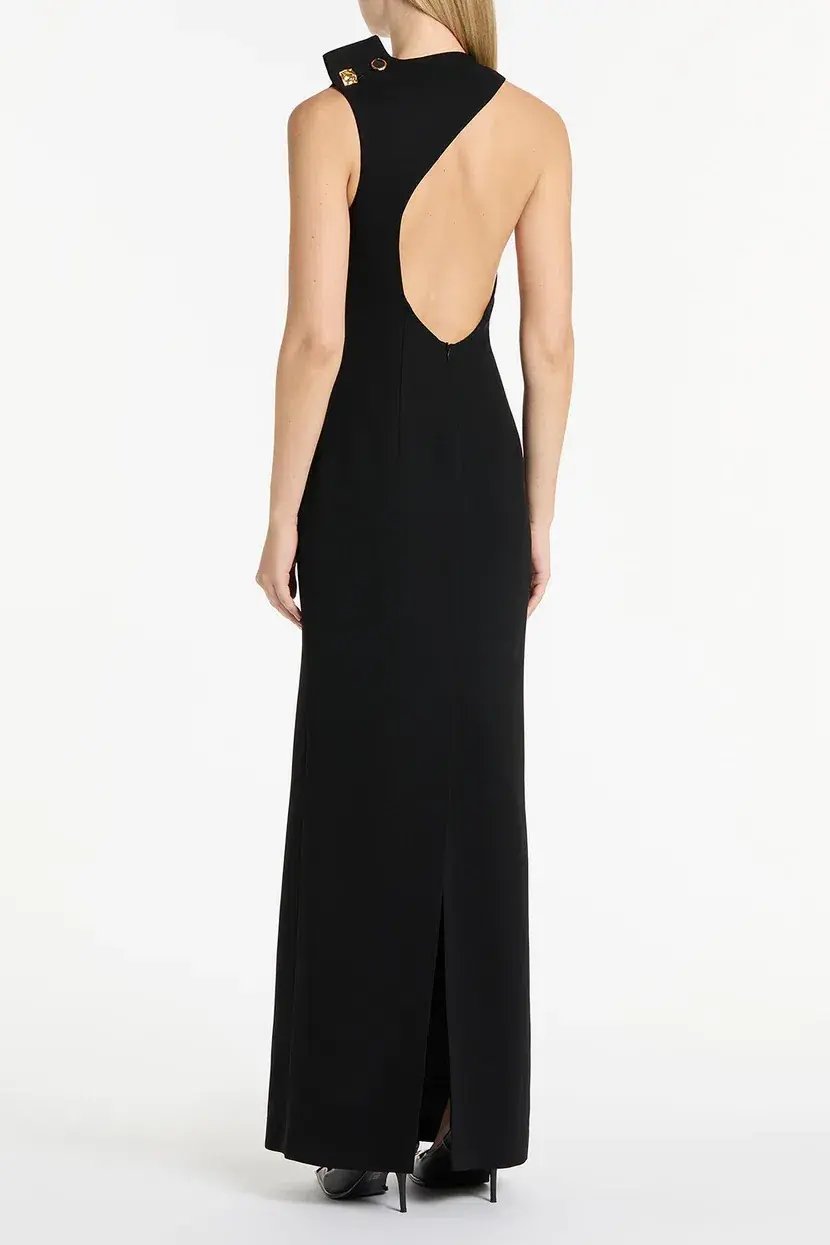 Carla Zampatti Crepe C Back Gown Black Size 6 photo 3