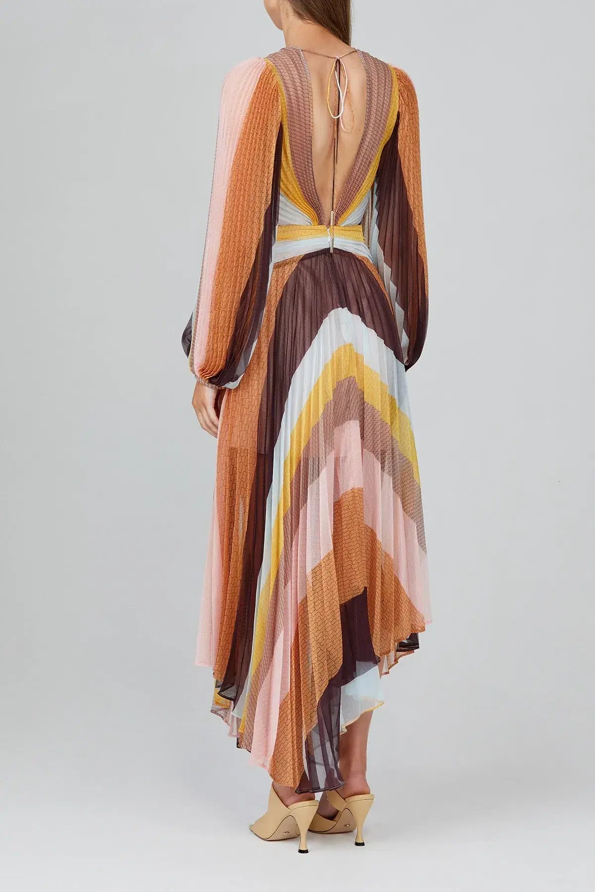 Acler Astone Midi Dress Rainbow Stripe Size 12 photo 2