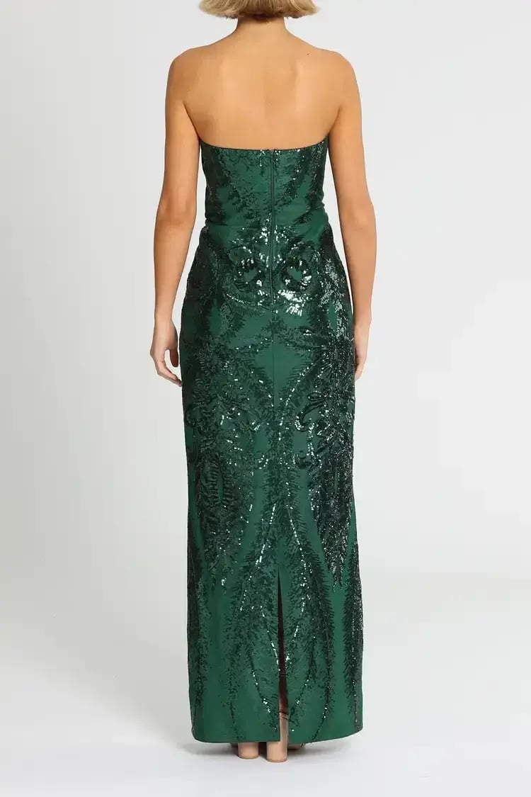 Elle Zeitoune Austin Gown Forest Green Size 12 photo 3