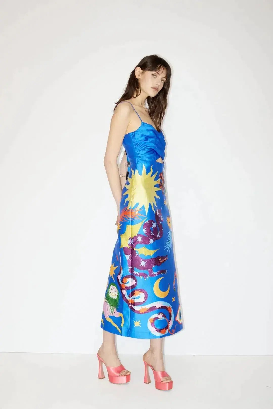 Alemais Guardian Midi Dress in Azure Multi Size AU 10 photo 2