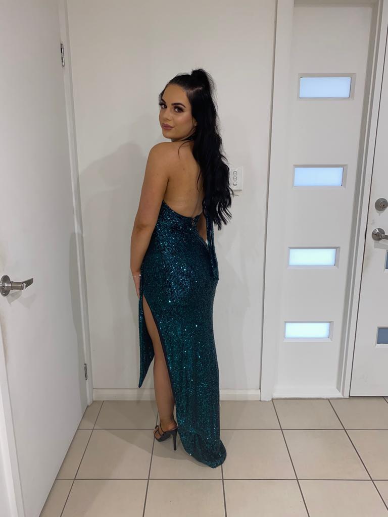 Nookie Selena Halter Gown in Emerald Green Size 10 photo 5